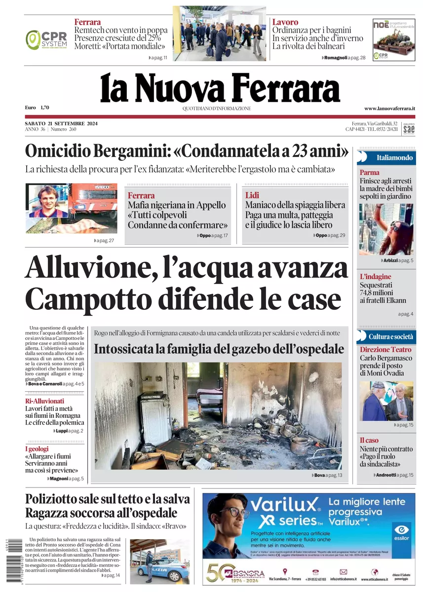 Prima-pagina-nuova ferrara-oggi-edizione-del-2024-09-21